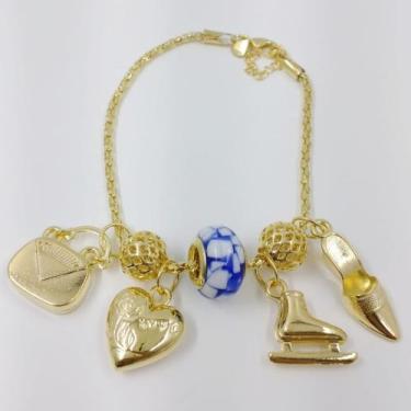 Imagem de Pulseira Feminina Folheada a Ouro com Pingentes Delicados de Bolsa, Sa