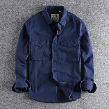 Imagem de Camisa De Trabalho Masculina Khaki Retro Com Lavagem, Outono 204, Jaqu