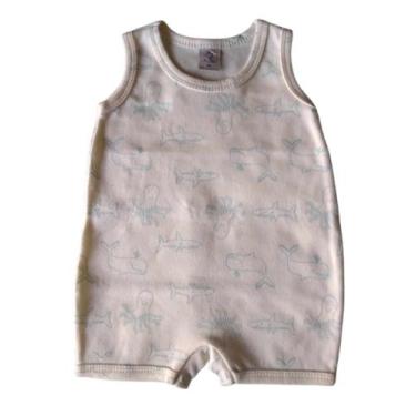 Imagem de Macacão Bebê Masculino Curto Fundo do Mar Piu Blu, Off white, M