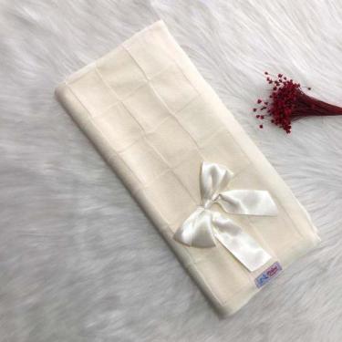 Imagem de Manta Para Bebê Tricô Tricot Quadriculada - Mimo da Cegonha, Off White