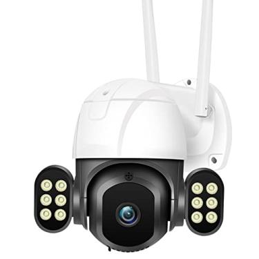 Imagem de Câmera de segurança PTZ de 2 MP externa, câmera IP WiFi de 2 MP com detecção humana, áudio bidirecional, visão noturna colorida, rastreamento automático, holofote, IP66 à prova de intempéries