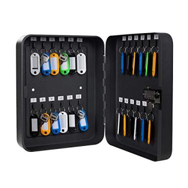 Imagem de Caixa de bloqueio de gabinete de chave com trava de combinação de chave de armazenamento armário de chave de metal caixa de bloqueio segura para 24 chaves preta