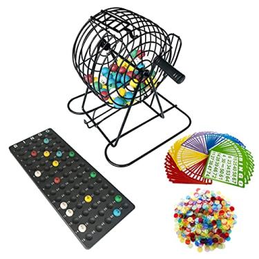 Imagem de Yuanhe Deluxe Bingo Game Set-Metal Cage with Calling Board, 50 Bingo Cards, 300 Colorful Bingo Chips,75 Colored Balls …