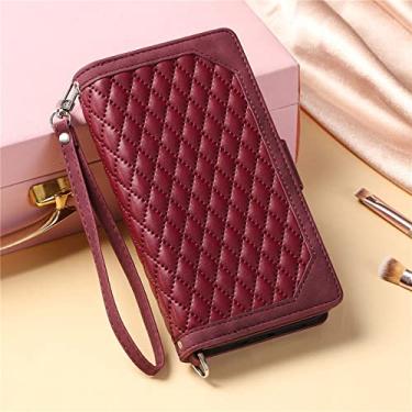 Imagem de Capa de telefone de couro flip para Samsung Galaxy A53 5G A73 A33 A23 A13 A32 A52S A52 A72 A51 A71 A21S Zíper Carteira Carteira, Vermelho, Para Samsung S22