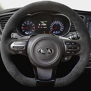 Imagem de JEZOE Capa de volante de carro personalizada costurada à mão de couro, para Kia Sorento 2015-2018 Sedona 2015-2019 Acessórios do carro