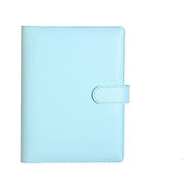 Imagem de Capa de caderno de couro PU A6 capa para agenda de agenda faça você mesmo 6 capas de caderno para caderno de papelaria azul 190x130mm