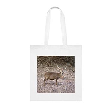 Imagem de Sacola Hog Deer Hyelaphus Porcinus, presente divertido, bolsa de ombro, bolsas reutilizáveis, ideia de presente de cesta de Natal de aniversário, Branco