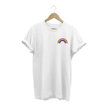 Imagem de Camiseta Feminina Camisa Lgbt Arco-Íris Tumblr Fofo Top - Black Shop
