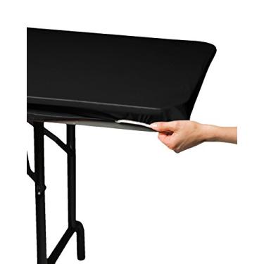 Imagem de Creative Converting 701000 Capa de mesa de plástico Stay-Put 74 x 183 cm, preta