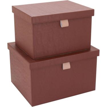 Imagem de Home&Co Caixa Organizadora Sintético Marrom 2Pç