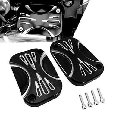 Imagem de Tampas de cilindro mestre de embreagem de freio de motocicleta Tampa de cilindro de reservatório de freio esquerdo e direito para Harley Touring Road King Electra Street Glide Ultra Classic