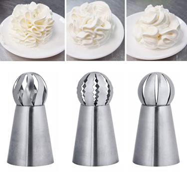 Imagem de ZARSIO Bocais de cobertura de bolo 304 bola de aço inoxidável russo pontas de confeitar creme de manteiga bicos de confeitar para confeitar bolos conjunto de 3
