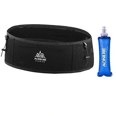 Imagem de Cinto de hidratação de corrida refletivo com garrafa macia de água de 250 ml bolsa de cintura masculina feminina para academia fitness maratona de 17,5 cm suporte de telefone móvel, B, P/M (cintura: 64
