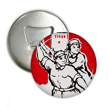 Imagem de Pincel Paper Soldado Mao Zedong Quotes Abridor de Garrafas Emblema Imã de Geladeira Emblema Multifuncional