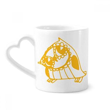 Imagem de Caneca para amantes de animais de estimação fofa com desenho inclinado para pássaros, caneca de café de cerâmica copo de coração de vidro