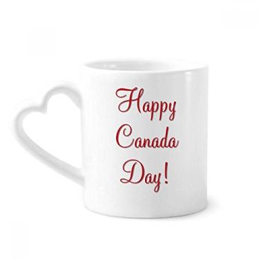 Imagem de Happy Canada Day Caneca de desenho de folha de bordo café cerâmica copo de coração de vidro