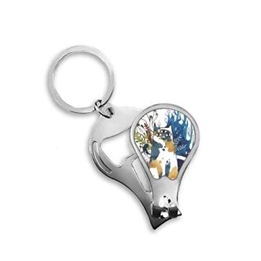 Imagem de Três olhos gato aquarela cortador de unha animal abridor chaveiro tesoura