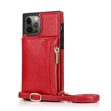 Imagem de Estojo de carteira com zíper para iPhone 14 Pro Max 13 12 Mini X XS 11 XR 8 7 6s Plus Se2020 Capa de suporte para cartões de couro, vermelho, para iPhone 7Plus 8Plus