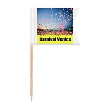 Imagem de Balão Audience Celebra Carnaval Bandeiras de palito de dente Marcação de rotulagem para Bolo Festa Prato de Queijo