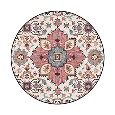 Imagem de Tapete Tapete de área, carpete estilo flores, cadeira suspensa, antiderrapante, tapete redondo Decoração de Casa (Size : 47 inch/4 ft)