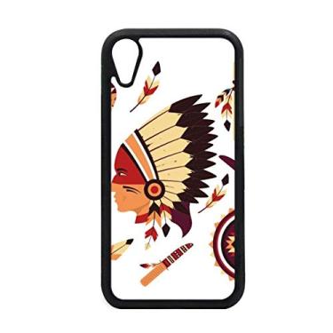 Imagem de Capa indiana com penas tradicionais americanas para iPhone XR para proteção de telefone Apple
