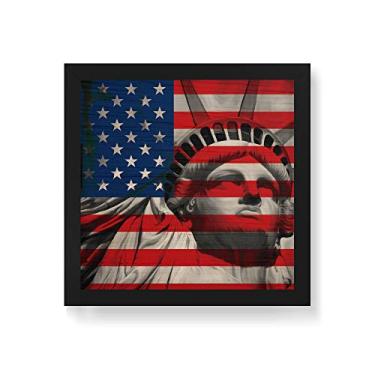 Imagem de Arte Maníacos Quadro Decorativo em Madeira Badeira USA Liberdade - 30x30cm (Moldura caixa em laca preta)