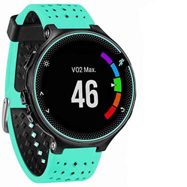 Imagem de GVFM Pulseira compatível com Garmin Forerunner 735XT, pulseira de substituição de silicone macio para relógio inteligente 220/230/235/620/630/735XT/235 Lite para mulheres e homens (verde menta-preto)