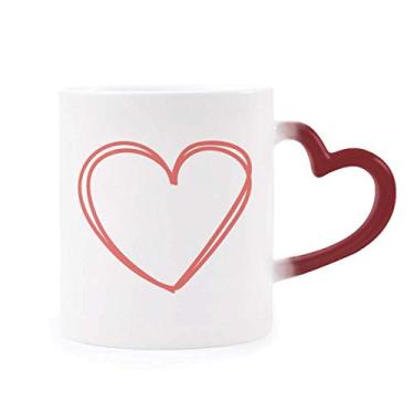 Imagem de Caneca de grés com duas linhas de coração sensível ao calor do Dia dos Namorados
