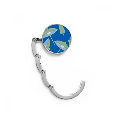 Imagem de Guarda-chuva de papel verde, padrão de nuvem, gancho de mesa com fecho decorativo, gancho dobrável