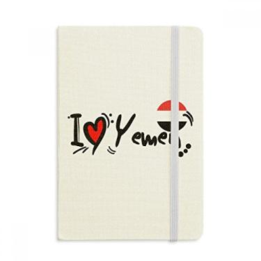 Imagem de Caderno de ilustração de coração I Love Yemen bandeira da palavra Love coração oficial de tecido rígido clássico diário