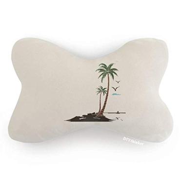 Imagem de DIYthinker Almofada de almofada para apoio de cabeça com estampa de gaivotas de praia para carro e decoração de pescoço