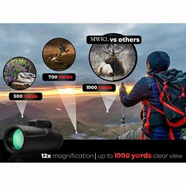 Imagem de Telescópio monocular, 10x42 HD BAK4-Prism com adaptador de telefone (preto) Tripé e clipe para concertos de pássaros, acampamento, caminhadas, viagens