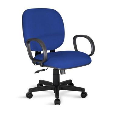 Imagem de Cadeira Escritório Obeso Plus Size Giratória Relax Tecido Azul - Caram