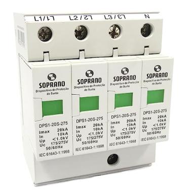 Imagem de Protetor Surto Dps Soprano A.raio Trifásico+n 275v 20ka