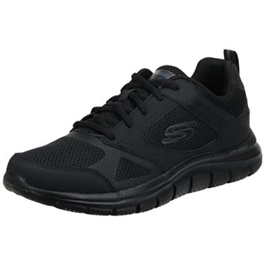 Imagem de Skechers Tênis masculino Track-Syntac, Malha de couro preto, acabamento preto, 41