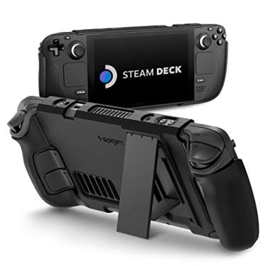 Imagem de Spigen Thin Fit Pro Capa protectora Steam Deck LCD (2022) / Steam Deck OLED (2023) com suporte projetada para Steam Deck Capa TPU e PC com capa antirriscos e absorção de choque - Preto