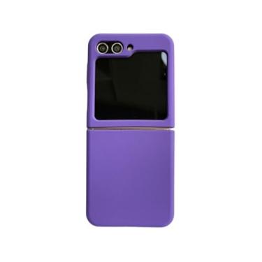 Imagem de Para Z Flip 4 5 Capa Neon Liquid Silicone Phone Cases Capa para Samsung Galaxy z Flip 3 zflip 4 5 Suporte de gancho de cor fluorescente fofo, roxo escuro, para Z Flip 3