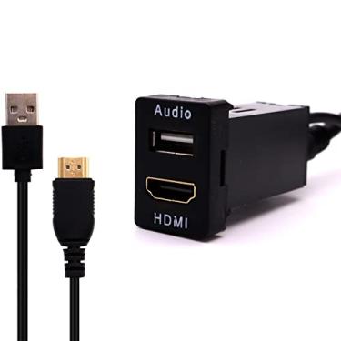 Imagem de Disscool Cabo HDMI USB para montagem de tomada de alimentação de áudio para Toyota após 2019 carregador de carro adaptador USB (34 x 22 mm)