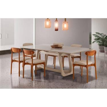 Imagem de Sala de Jantar com Vidro 8 Cadeiras 2,20x,1,10m - Florença - Espresso Móveis