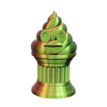 Imagem de Znet3D Troféu Emoji Poop – Prêmio ou presente perfeito – Feito à mão com fabricação aditiva – 15 cm de altura – Com um emoji sólido de cocô preso em uma coluna (vermelho/verde)
