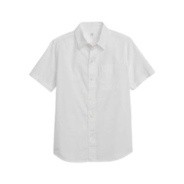 Imagem de GAP Camisa de popelina de manga curta para meninos, Branco óptico, M