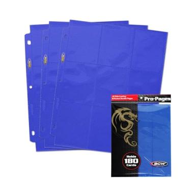 Imagem de BCW Double-Sided 9-Pocket Pages Holder - 10 Blue Pages | Trading Card Binder Sheets | Secure Side Loading | Ideal Card Storage and Display Solution