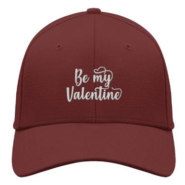Imagem de Boné de beisebol Be My Valentine Boné de caminhoneiro para adolescentes retrô bordado snapback, Vermelho escuro, Tamanho Único