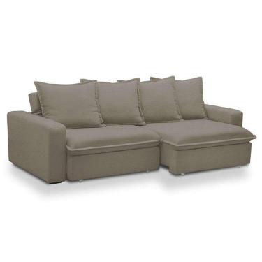 Imagem de sofá 3 lugares retrátil e reclinável vicenza veludo castor