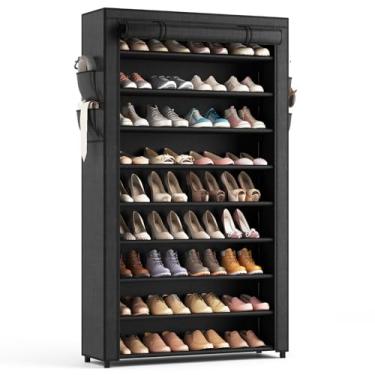 Imagem de Sapateira com capa LANTEFUL, com 10 prateleiras, grande capacidade de armazenamento, espaço para 40 pares, organizador vertical de sapatos para closet, hall de entrada, quarto
