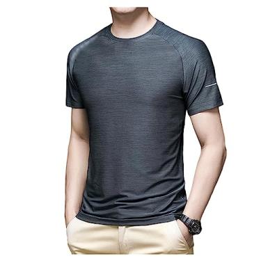 Imagem de Camiseta masculina atlética de manga curta com estampa de algodão, respirável, macia, elástica, para treino, Cor 9, M