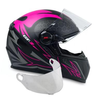 Imagem de Capacete Fw3 Fechado Gt2 Preto Fosco Rosa Mais Viseira Cristal 2.2mm