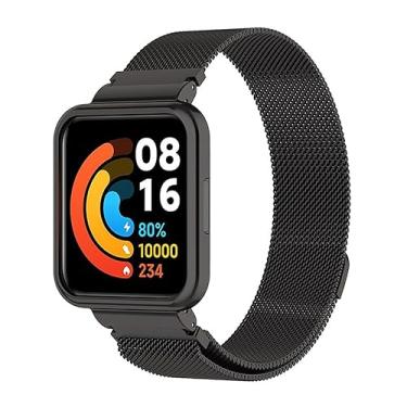 Imagem de NSmart - Kit Pulseira magnética + CASE NSmart em aço inoxidável compatíveis com Redmi Watch 2 Lite/Mi Watch 2 Lite/Redmi Watch 3 (Redmi Watch 3, Preto)