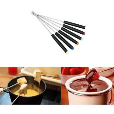 Imagem de Garfinho Fondue Petisco Conjunto 6 Garfos 22cm Brinox Preto Colorido -