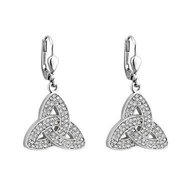 Imagem de Brincos Solvar folheados a ródio Trinity com cristais de ródio